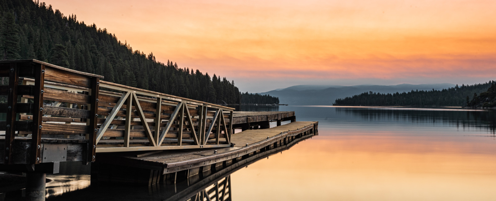 Lake Tahoe with orange sky