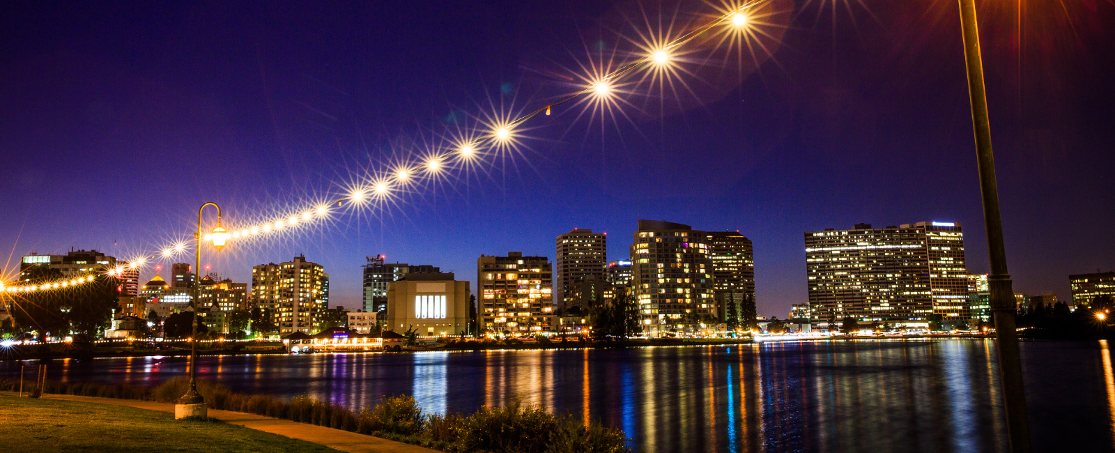 Oakland by the river at nightfall 