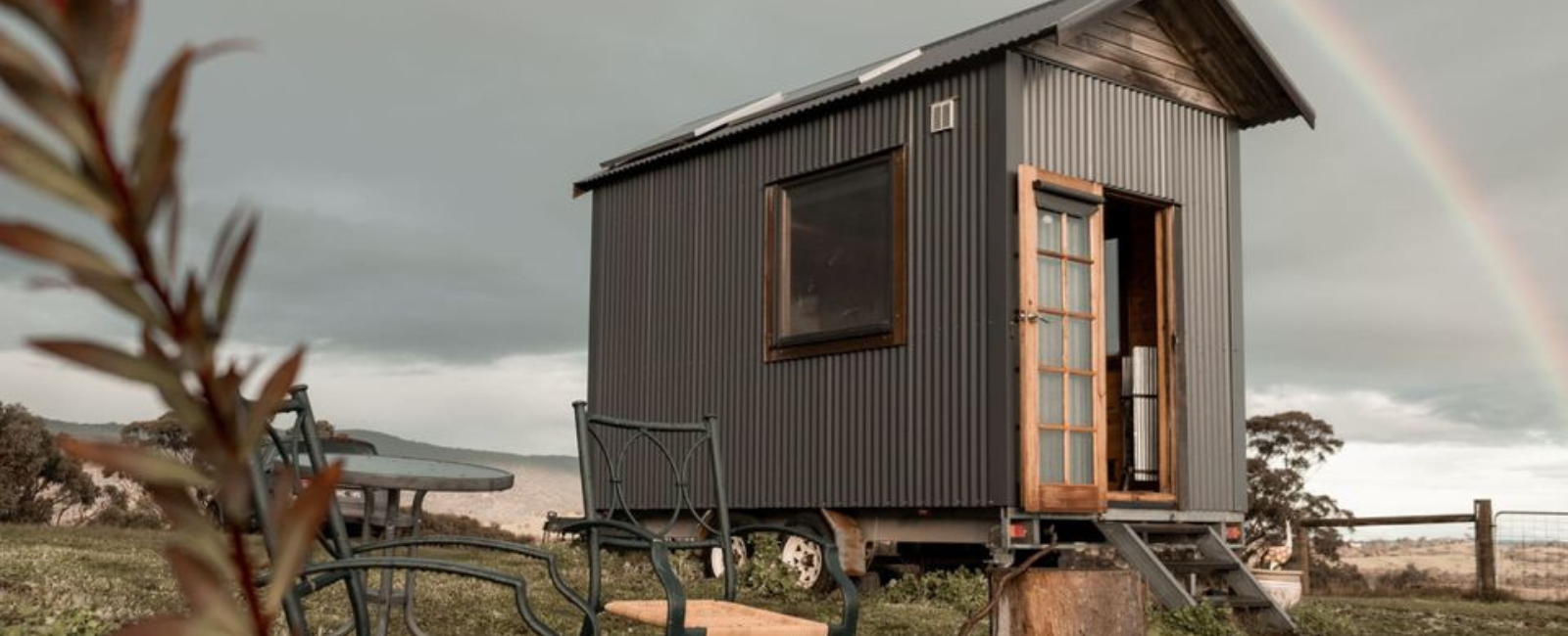 Hilltop tiny house view from outside