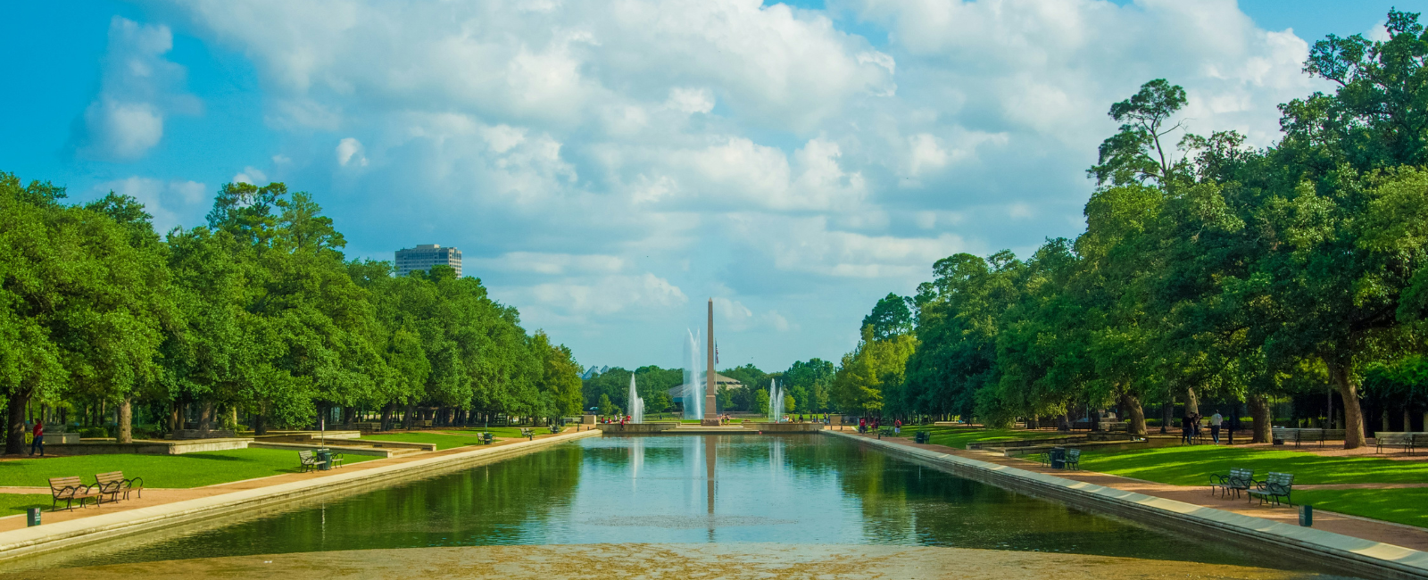 Water feature and parklands in Houston